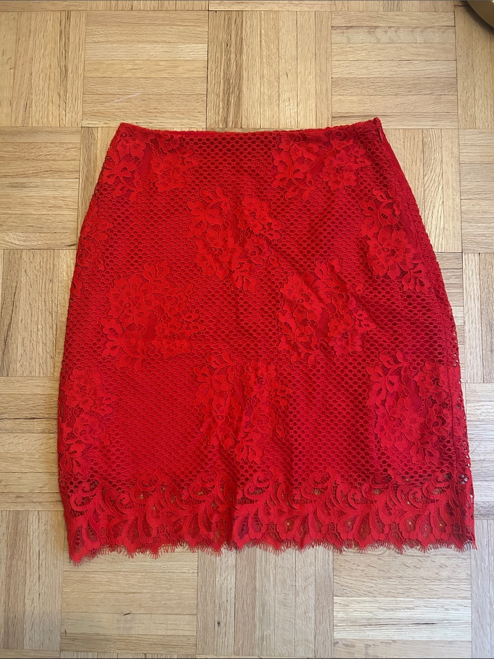 For Love And Lemons Red Lace Pencil Skirt